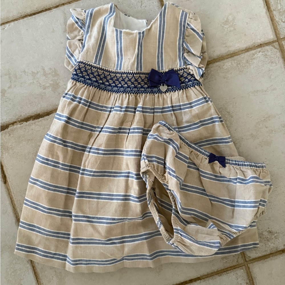 Mayoral Blue and Tan Striped Kids Matching Set